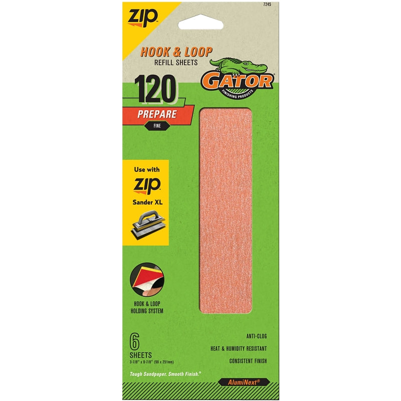 GATOR Gator 7245 Refill Sanding Sheet, 120 Grit, Fine, Aluminum Oxide Abrasive