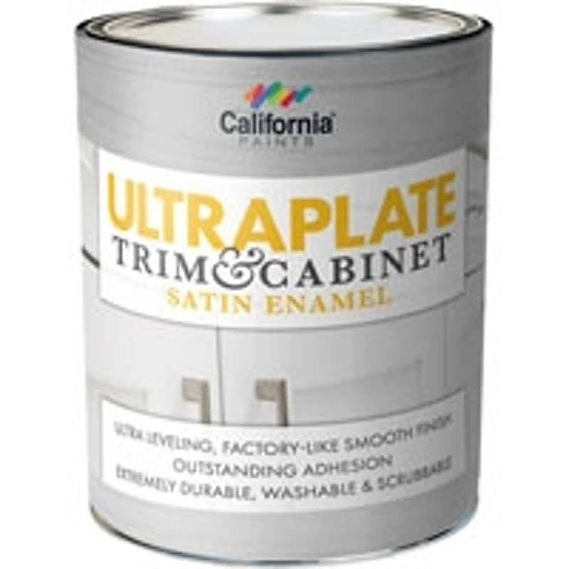 CALIFORNIA PAINTS California Paints 52911-4-E Cabinet/Door and Trim Paint, Water Base, Satin Sheen, White, 1 qt, Can