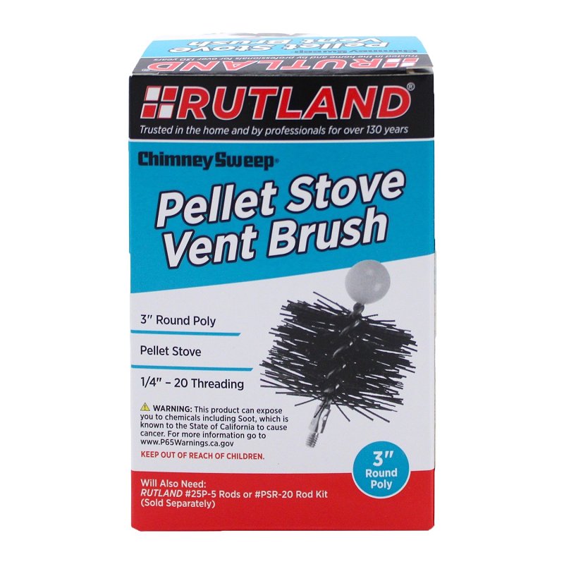 SELKIRK Rutland Chimney Sweep PS-3 Pellet Stove Vent Brush with Handle, 3 in Dia Brush, 10 in, 20 in L Brush, Poly Trim