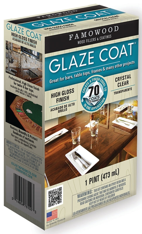 FAMOWOOD Famowood 5050060 Glaze Epoxy Coating, Liquid, Slight, Clear, 1 pt, Container PAINT FAMOWOOD