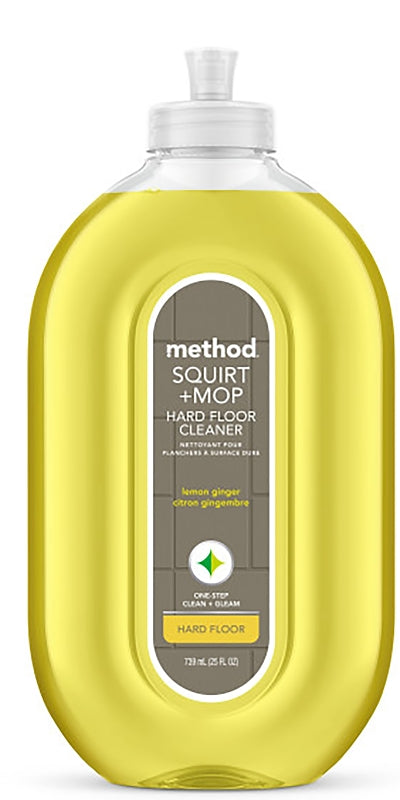 METHOD method Squirt + Mop 563 Hard Floor Cleaner, 25 oz Bottle, Liquid, Lemon Ginger, Yellow