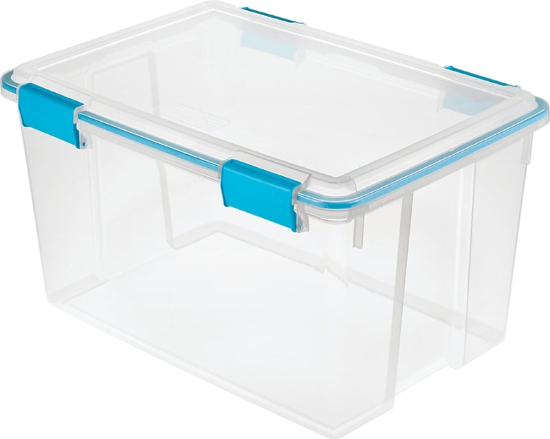 STERILITE Sterilite 19344304 Gasket Box, Plastic, Blue Aquarium/Clear, 22-1/2 in L, 16 in W, 12-3/4 in H