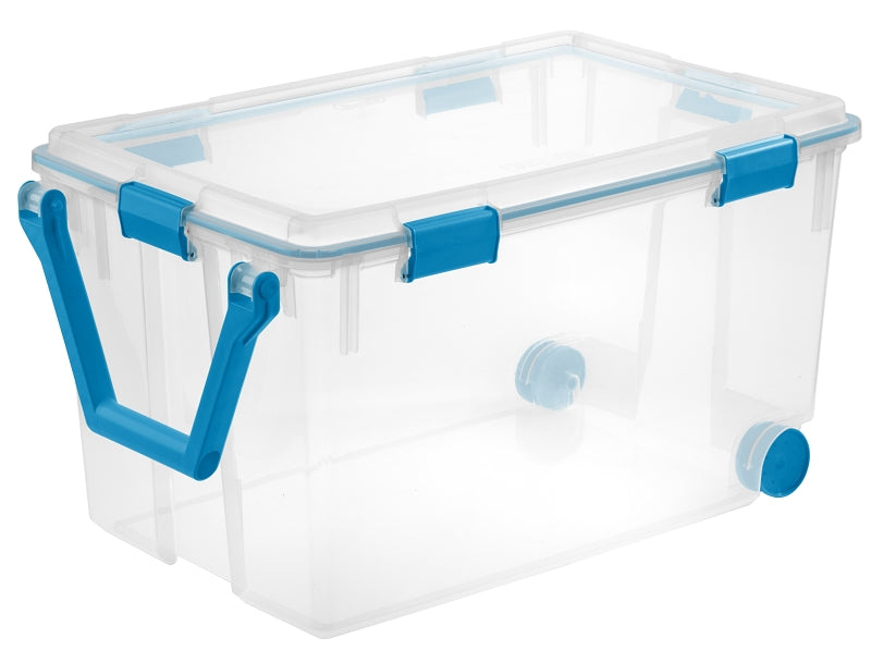 STERILITE Sterilite 19434303 Wheeled Gasket Box, 120 qt, Latches Locking, Plastic, Blue Aquarium, Ergonomic Handle HOUSEWARES STERILITE