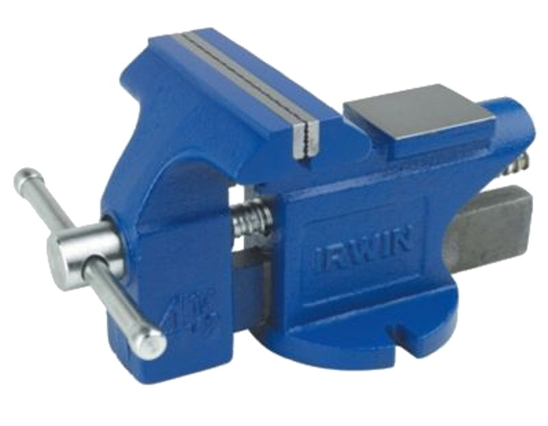 IRWIN Irwin 2026303 Bench Vise, 4 in Jaw Opening, 4-1/2 in W Jaw, 2-3/8 in D Throat, Cast Iron/Steel, Pipe Jaw