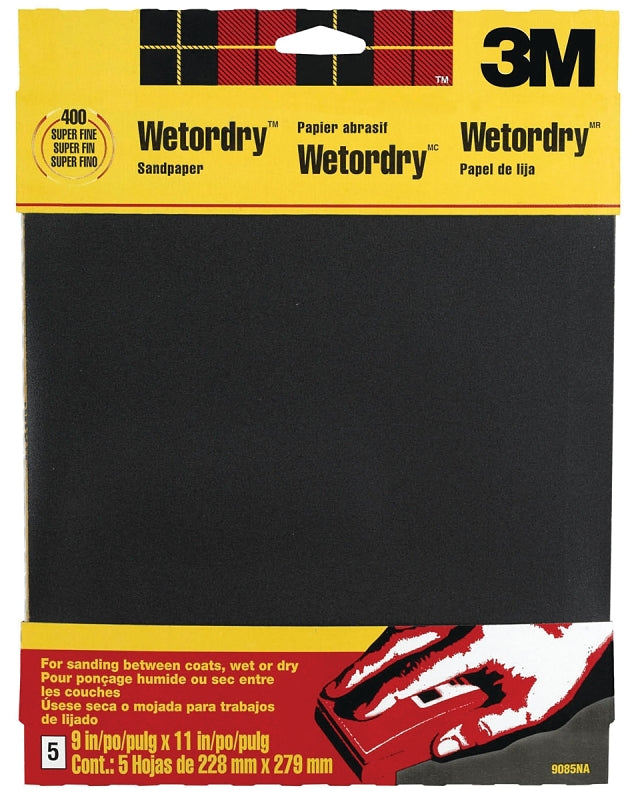 3M 3M 9085 Sandpaper, 11 in L, 9 in W, 400 Grit, Super Fine, Silicone Carbide Abrasive PAINT 3M