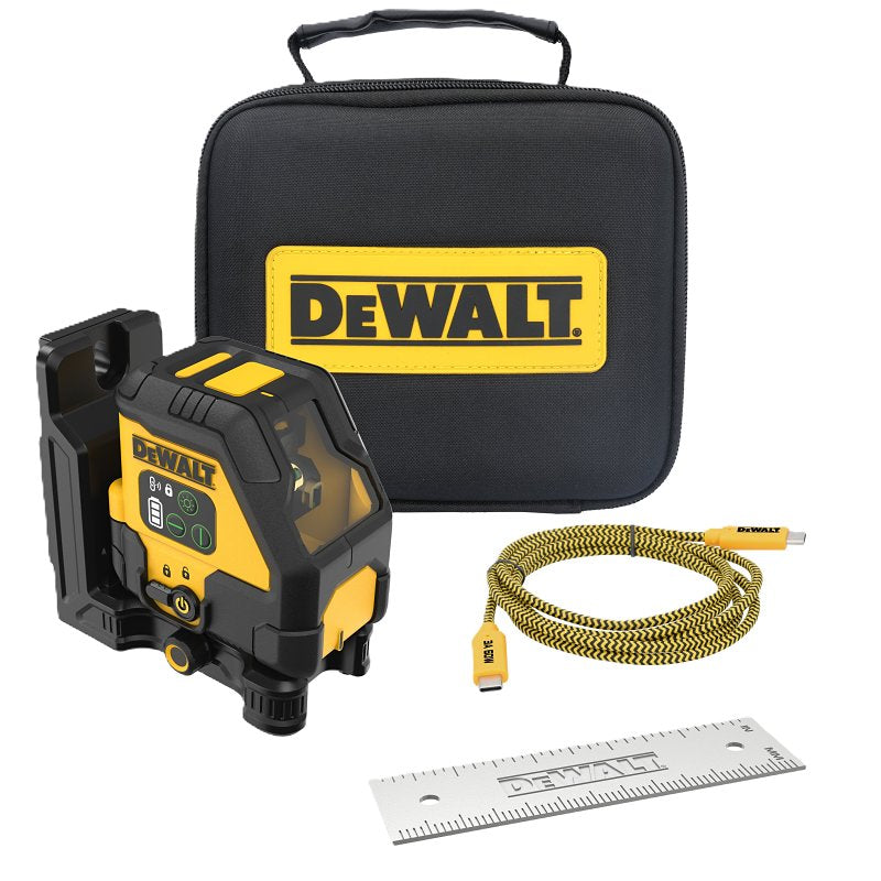 DEWALT DEWALT DCLE14201GB Rechargeable Cross-Line Laser Base Kit, 150 ft Without Detector, 330 ft with Detector, Green Laser TOOLS DEWALT
