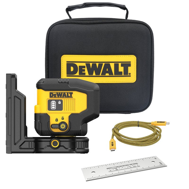 DEWALT DEWALT DCLE16031GB USB 3-Spot Base Kit, 33 ft, +/-1/8 in Accuracy, 3-Beam, Green Laser TOOLS DEWALT