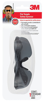 3M 3M 47011-WV6 Safety Eyewear, Anti-Scratch Lens, Polycarbonate Lens, Semi-Rimless Frame, Plastic Frame, Black/Gray Frame