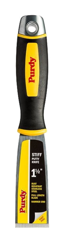 PURDY Purdy 900115 Series 14A900115 Putty Knife, 1-1/2 in W Blade, Stainless Steel Blade, Rubber Handle