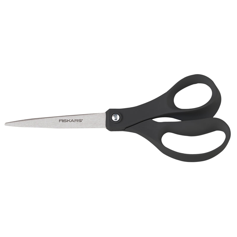 FISKARS Fiskars 1067262 Scissors, 8 in OAL, 3-3/4 in L Cut, Stainless Steel Blade, Contoured Handle, Black/Gray Handle HOUSEWARES FISKARS