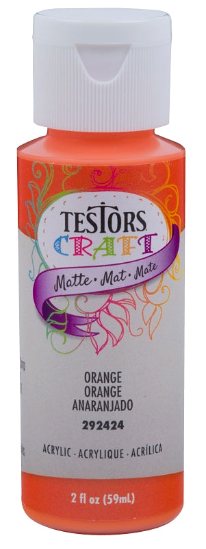 TESTORS Testors 292424A Acrylic Craft Paint, Matte, Orange, 2 oz, Bottle PAINT TESTORS