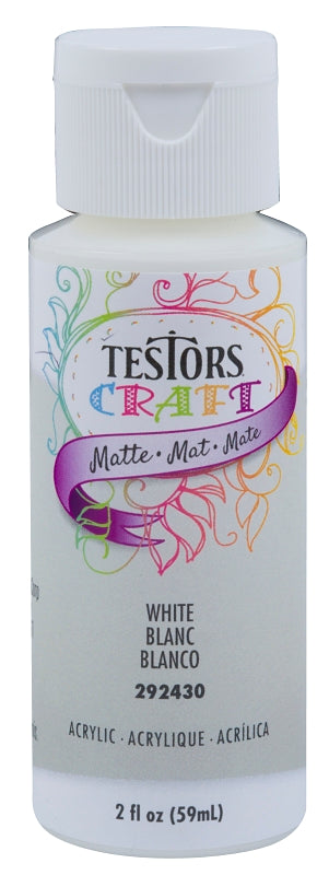 TESTORS Testors 292430A Acrylic Craft Paint, Matte, White, 2 oz, Bottle PAINT TESTORS