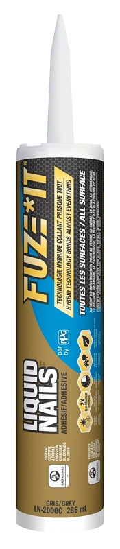 LIQUID NAILS Liquid Nails FUZE IT LN-2000 Construction Adhesive, Gray, 9 oz Cartridge