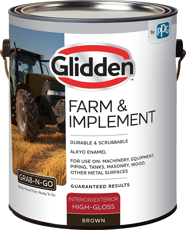 GLIDDEN Glidden GLFIIE50BR-01 Exterior Paint, High-Gloss, Brown, 1 gal
