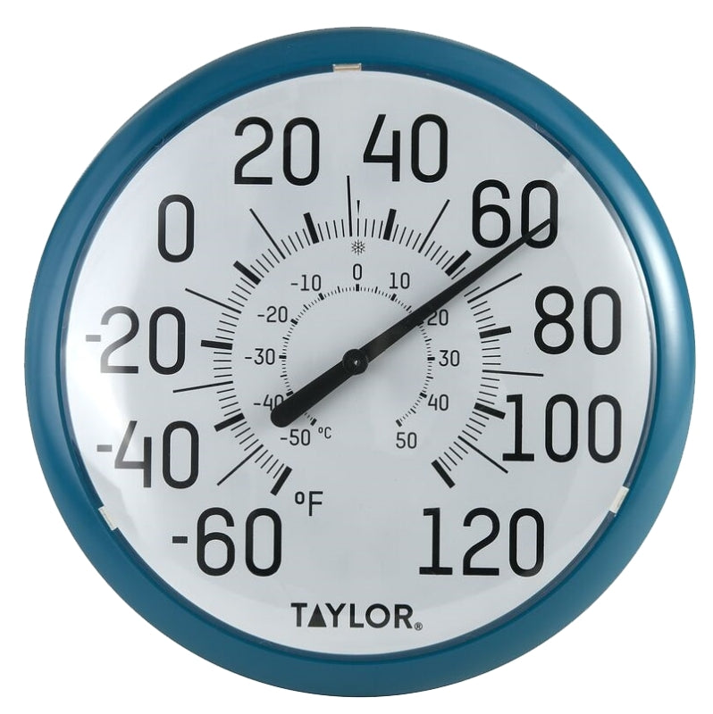 TAYLOR Taylor 6700TE Big and Bold Thermometer, -60 to 120 deg F, Teal Bezel