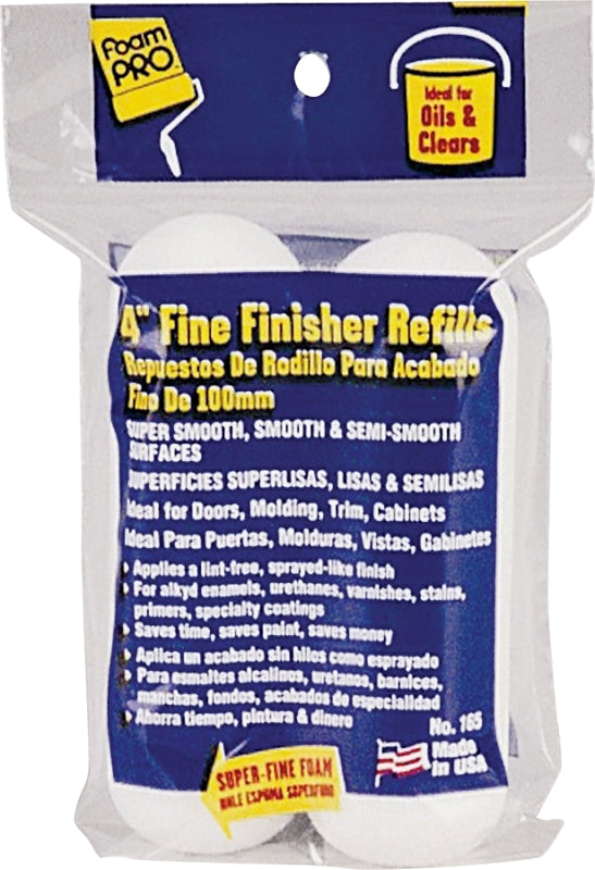 FOAMPRO Foampro 165 Roller Refill, 3/8 in Thick Nap, 4 in L, Foam Cover PAINT FOAMPRO