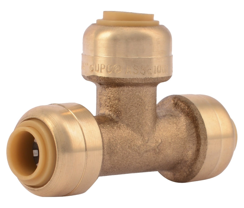 SHARKBITE SharkBite U358LFA Pipe Tee, 1/4 in, Push-Fit, Brass, 200 psi Pressure PLUMBING, HEATING & VENTILATION SHARKBITE