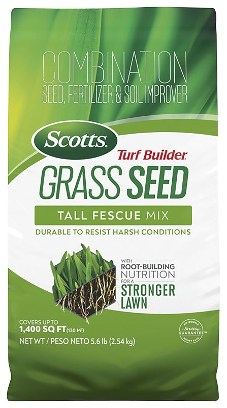 SCOTTS Scotts Turf Builder 18047 Grass Seed, 5.6 lb Bag, 1400 sq-ft Coverage Area, Tall Fescue Mix