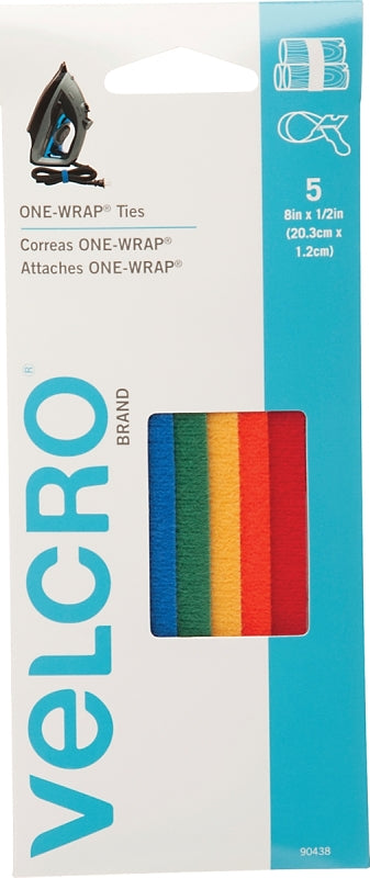 VELCRO BRAND VELCRO Brand One Wrap 90438 Hook and Loop Fastener, 1/2 in W, 8 in L, Nylon/Polypropylene