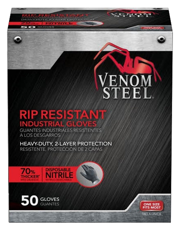 VENOM Venom Steel VEN6045R Heavy-Duty Disposable Gloves, One-Size, Nitrile, Black CLOTHING, FOOTWEAR & SAFETY GEAR VENOM