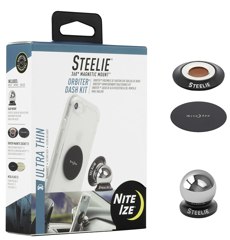 NITE IZE Nite Ize Orbiter STODK-01-R8 Dash-Mount Kit, Black/Silver
