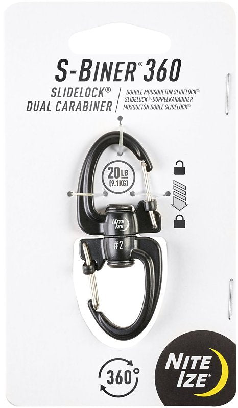 NITE IZE Nite Ize S-Biner 360 SlideLock Series SBLR2-01-R3 Dual Carabiner, Wire, 1 in L, Zinc Alloy ELECTRICAL NITE IZE