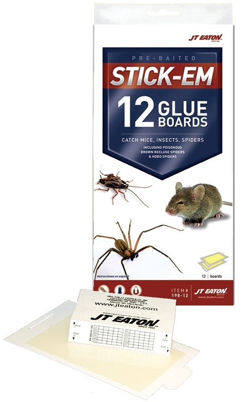 J.T. EATON J.T. Eaton Stick-Em 198-12 Scorpion Glue Trap, Solid, Characteristic Petroleum, Clear/Pale Yellow, Pack LAWN & GARDEN J.T. EATON