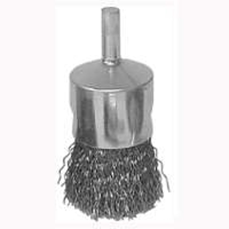 WEILER Weiler 36047 Wire Wheel Brush, 3/4 in Dia, 1/4 in Arbor/Shank, 0.014 in Dia Bristle, Carbon Steel Bristle TOOLS WEILER