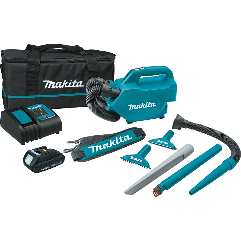 MAKITA Makita XLC07SY1 Compact Handheld Canister Vacuum Kit, 49 cfm Air, 68 dBA, 18 V Battery, Lithium-Ion Battery, 1.5 Ah TOOLS MAKITA