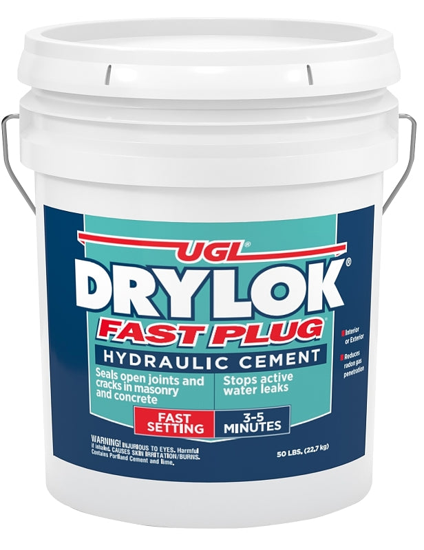 DRYLOK Drylok Fast Plug Series 00930 Hydraulic Cement, Gray, Powder, 50 lb PAINT DRYLOK