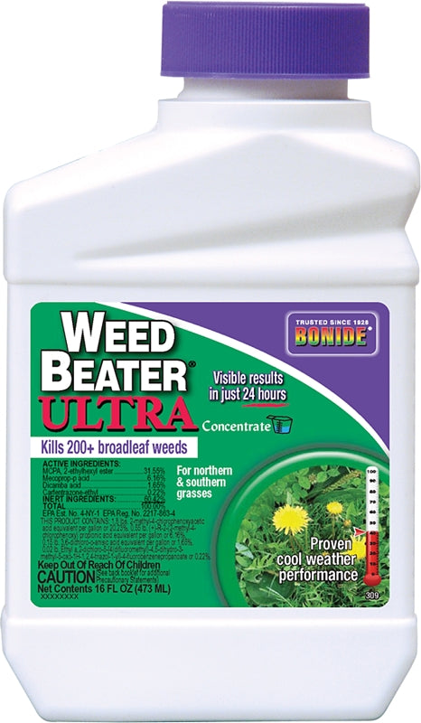 BONIDE Weed Beater 309 Weed Killer, Amber, Spray Application, 1 pt, Liquid