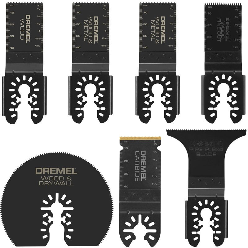 S-B POWER TOOL Dremel MM497U Universal Oscillating Multi-Tool Blade Kit, 1-1/4, 1-5/8, 2-3/4, 3 in, Bi-Metal/Carbide/HCS TOOLS S-B POWER TOOL