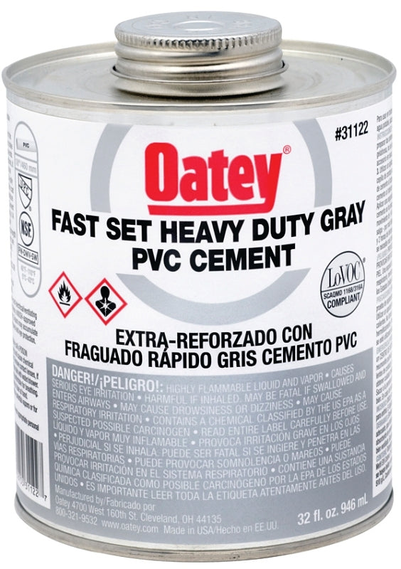 OATEY Oatey 31122 Heavy-Duty Fast Set Cement, 32 oz Can, Liquid, Gray PLUMBING, HEATING & VENTILATION OATEY