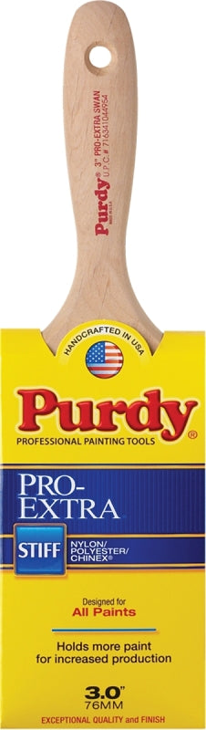 PURDY Purdy 144400730 Wall Brush, Natural Hardwood Handle, 3 in W, Nylon/Polyester Bristle, Beaver Tail Handle