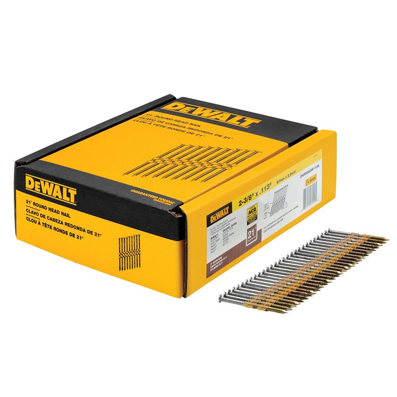 DEWALT DEWALT DWRHS8DR113 Framing Nail, 2-3/8 in L, Steel, Bright, Full Round Head, Ring Shank HARDWARE & FARM SUPPLIES DEWALT   