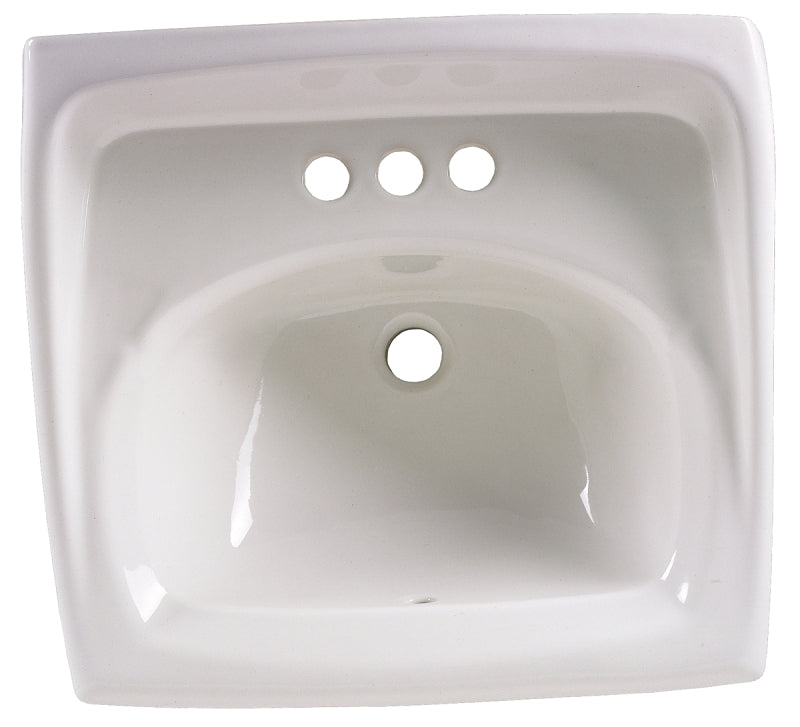 AMERICAN STANDARD American Standard Lucerne 0355.012.020 Bathroom Sink, Rectangular Basin, 3-Deck Hole, 18-1/4 in OAW, 12-1/8 in OAH