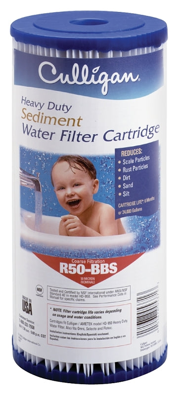 CULLIGAN SALES Culligan R50-BBSA Filter Cartridge, 50 um Filter, Pleated Polyester Cartridge Filter Media PLUMBING, HEATING & VENTILATION CULLIGAN SALES
