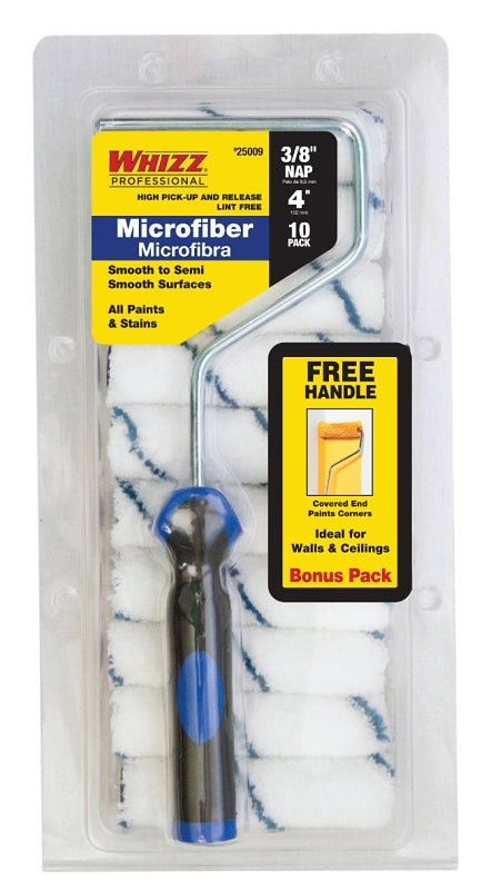 WHIZZ Whizz 25009F Mini Roller Cover, 3/8 in Thick Nap, 10-1/2 in L, Microfiber Cover PAINT WHIZZ