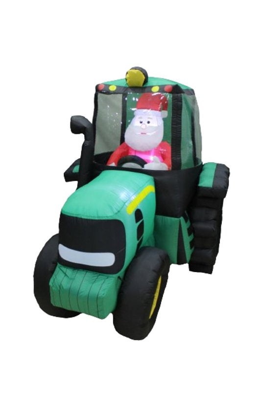 SANTAS FOREST Santas Forest 90944 Inflatable Tractor, 5 ft, Polyester, Green, Internal Light/Music: Internal Light