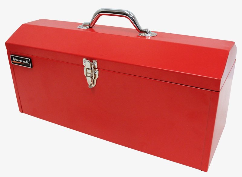 HOMAK MFG. CO., INC. Homak RD00119819 Hip Roof Hand Carry Toolbox, Steel, Fury Red, 7 x 19 x 8-1/2 in Outside TOOLS HOMAK MFG. CO., INC.