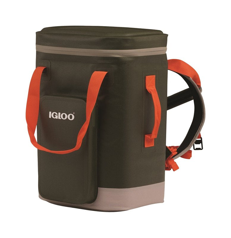 IGLOO Igloo Trailmate 32 Series 66760 Backpack Cooler, 32 Cans Capacity, EVA/Polyester, Deep Oil Green/Safety Orange/Sandstone OUTDOOR LIVING & POWER EQUIPMENT IGLOO