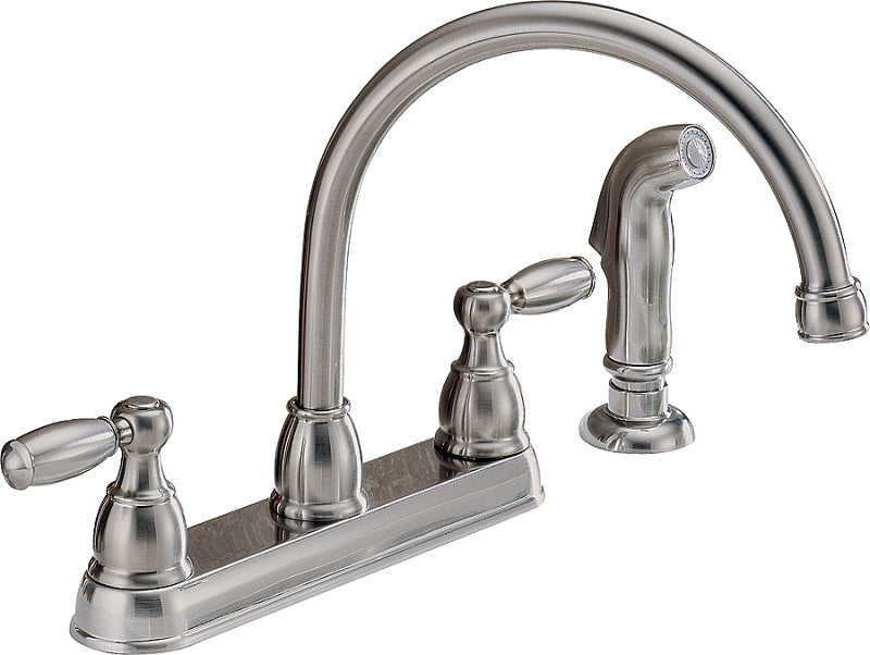 PEERLESS FAUCET Delta Peerless Claymore Series P299575LF-SS Kitchen Faucet, 1.8 gpm, 2-Faucet Handle, Stainless Steel, Deck Mounting