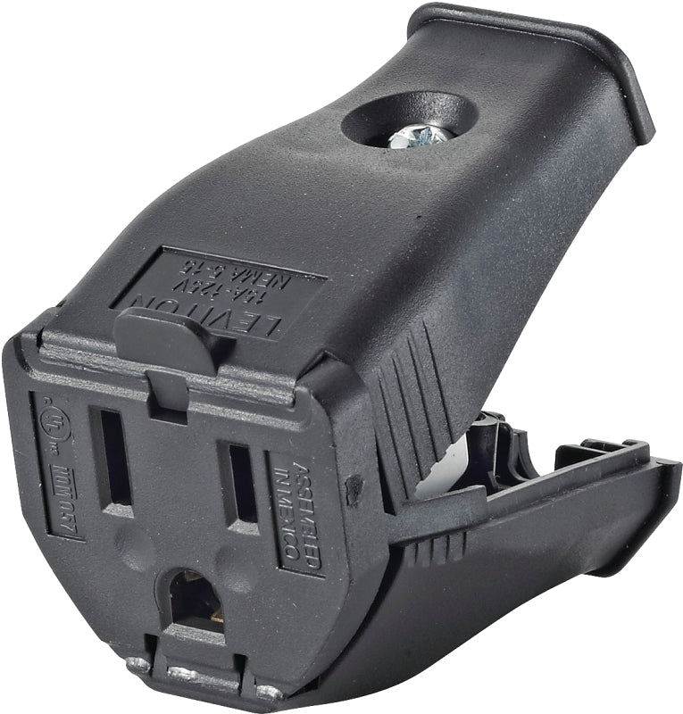 LEVITON Leviton 000-3W102-00E Cord Connector, 2 -Pole, 15 A, 125 V, Black