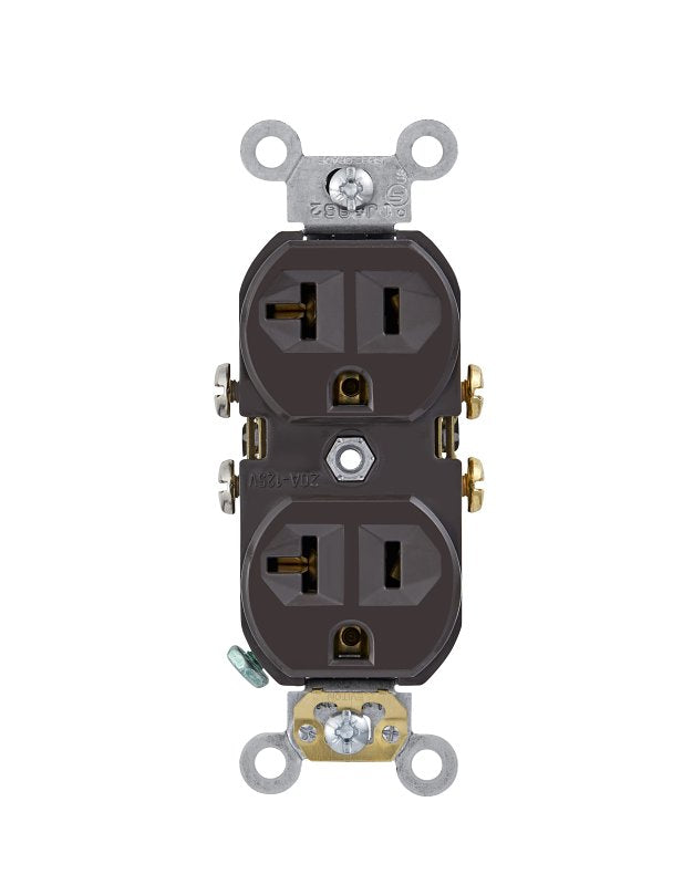 LEVITON Leviton CBR20 Commercial-Grade Duplex Outlet, 2 -Pole, 20 A, 125 VAC, NEMA: NEMA 5-20R, Brown ELECTRICAL LEVITON