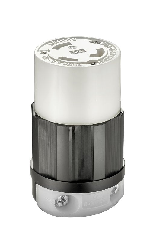 LEVITON Leviton 02613-0PB Locking Connector, 2-Pole, 30 A, 125 V, NEMA: NEMA L5-30R, Black/White ELECTRICAL LEVITON
