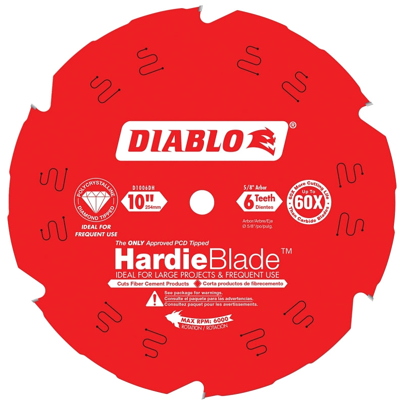 DIABLO Diablo D1006DH Circular Saw Blade, 10 in Dia, 5/8 in Arbor, 6-Teeth, Polycrystalline Diamond Cutting Edge TOOLS DIABLO
