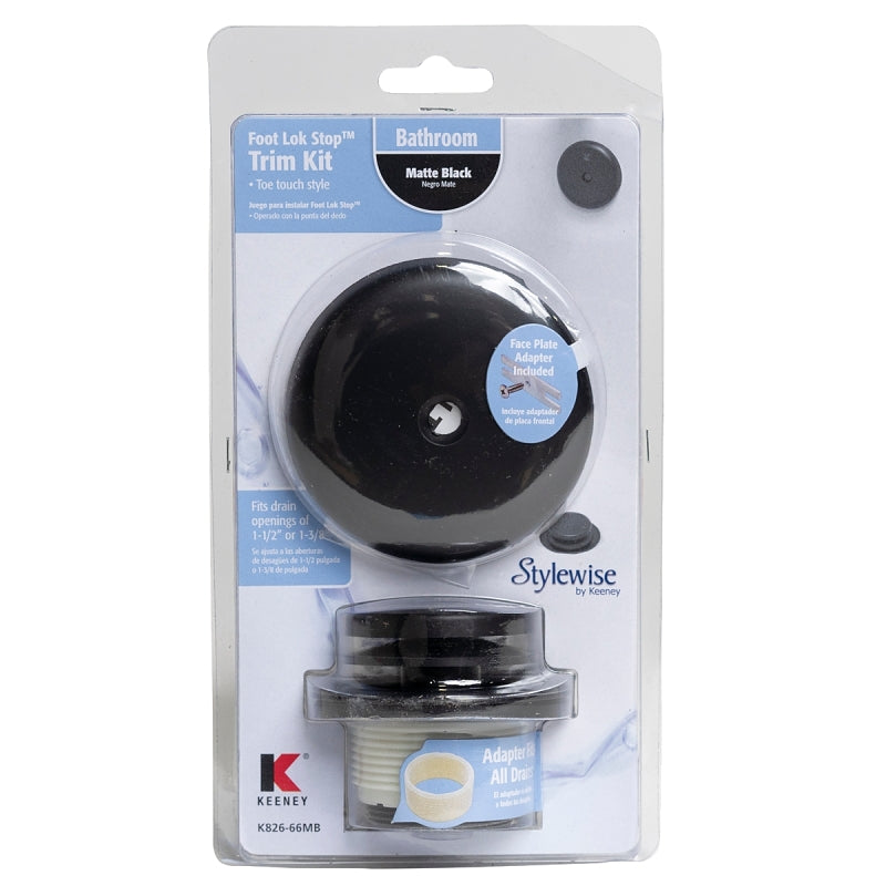 KEENEY Keeney K826-66MB Foot Lock Trim Kit, Metal, Matte Black, For: 1-1/2 in or 1-3/8 in Waste Shoe PLUMBING, HEATING & VENTILATION KEENEY