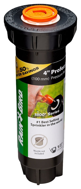 RAINBIRD Rain Bird 1800 1804LNPRS Pressure Regulated Pop-Up Sprinkler, 1/2 in Connection, FNPT, 4 in H Pop-Up, Plastic