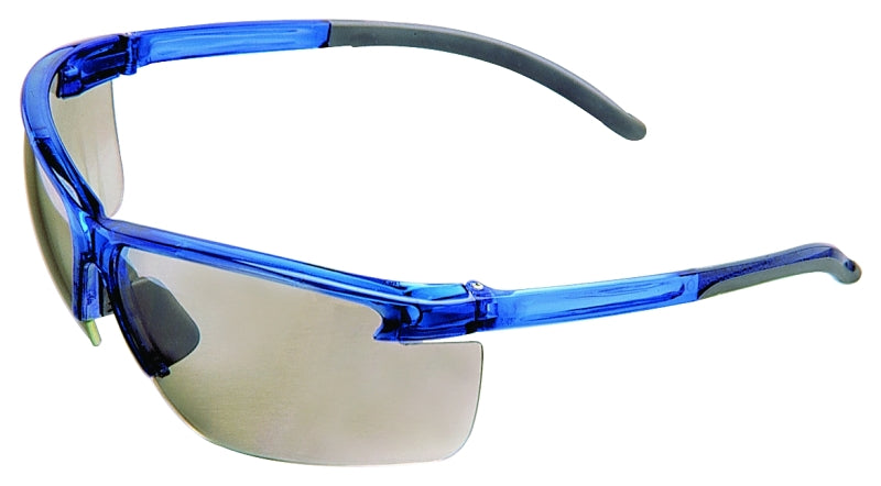 BOSS MFG Safety Works 10039206 Safety Glasses, Scratch-Resistant Lens, Semi-Rimless Frame, Blue Frame CLOTHING, FOOTWEAR & SAFETY GEAR BOSS MFG