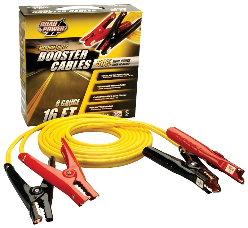 COLEMAN CABLE CCI Road Power 08466-00-02 Booster Cable, 8 AWG Wire, Clamp, Yellow Sheath AUTOMOTIVE COLEMAN CABLE